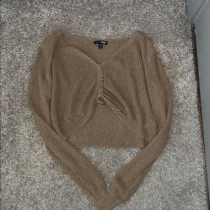 Fashion Nova Tan V-Neck Sweater